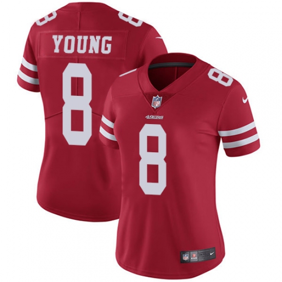 Women's Nike San Francisco 49ers 8 Steve Young Red Team Color Vapor Untouchable Limited Player NFL Jersey