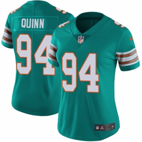 Women's Nike Miami Dolphins 94 Robert Quinn Aqua Green Alternate Vapor Untouchable Limited Player NFL Jersey
