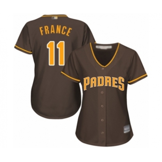 Women's San Diego Padres 11 Ty France Authentic Brown Alternate Cool Base Baseball Player Jersey
