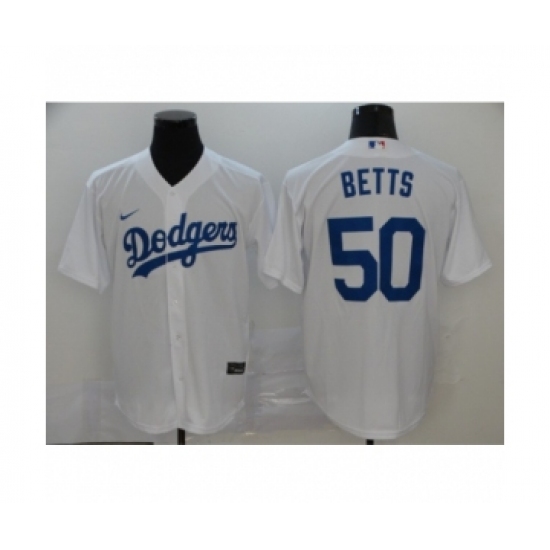 Men's Los Angeles Dodgers 50 Mookie Betts White 2020 Cool Base Jersey