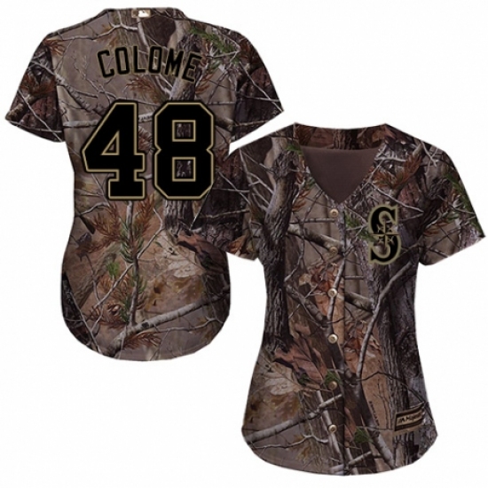 Women's Majestic Seattle Mariners 48 Alex Colome Authentic Camo Realtree Collection Flex Base MLB Jersey