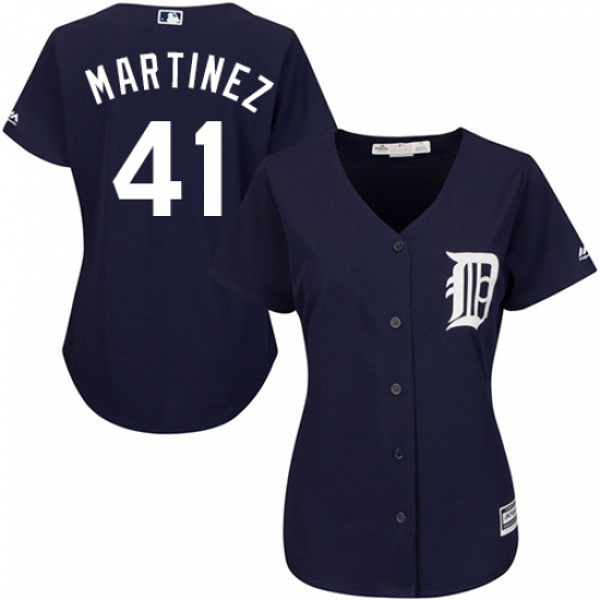 Women's Majestic Detroit Tigers 41 Victor Martinez Authentic Navy Blue Alternate Cool Base MLB Jersey
