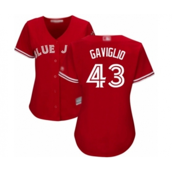 Women's Toronto Blue Jays 43 Sam Gaviglio Authentic Scarlet Alternate Baseball Player Jersey