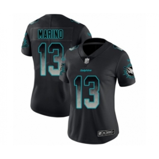 Women's Miami Dolphins 13 Dan Marino Limited Black Smoke Fashion Football Jersey