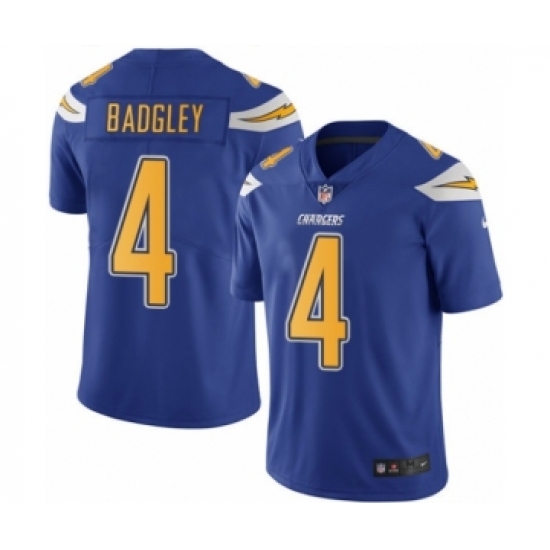 Men's Nike Los Angeles Chargers 4 Michael Badgley Limited Electric Blue Rush Vapor Untouchable NFL Jersey