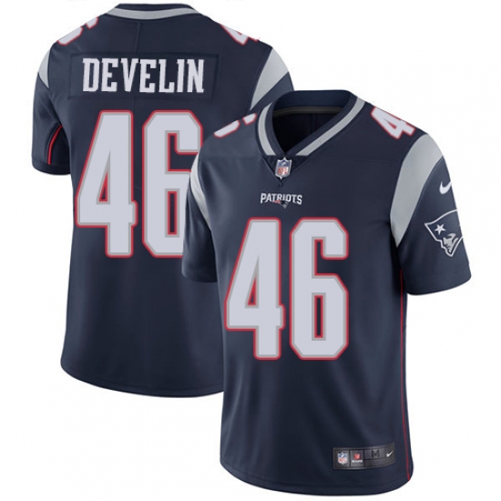 Men's Nike New England Patriots 46 James Develin Navy Blue Team Color Vapor Untouchable Limited Player NFL Jersey