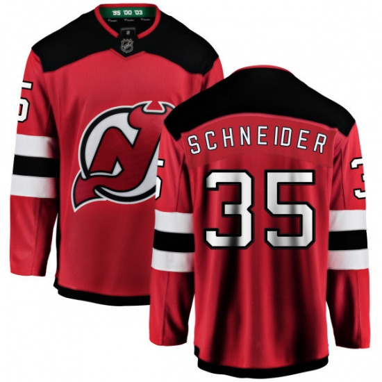 Men's New Jersey Devils 35 Cory Schneider Fanatics Branded Red Home Breakaway NHL Jersey
