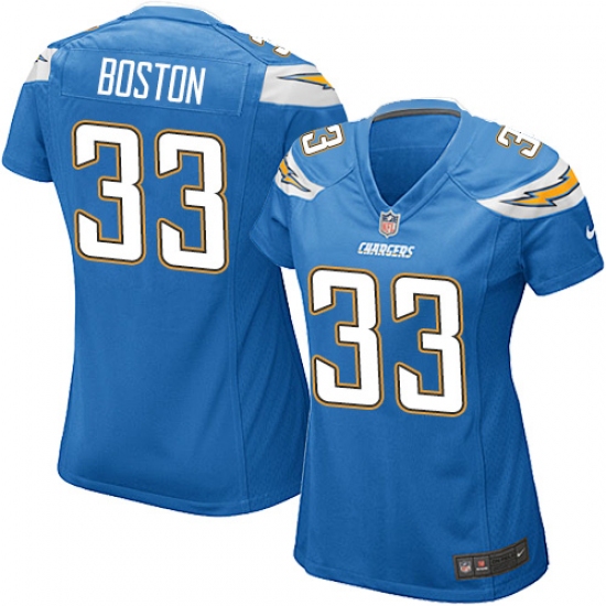 Women's Nike Los Angeles Chargers 33 Tre Boston Game Electric Blue Alternate NFL Jersey