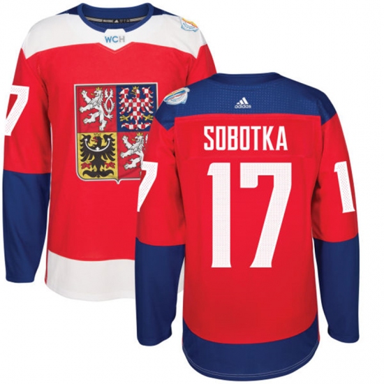 Men's Adidas Team Czech Republic 17 Vladimir Sobotka Authentic Red Away 2016 World Cup of Hockey Jersey