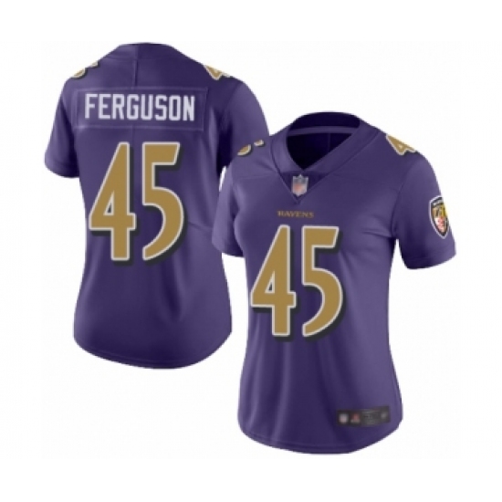 Women's Baltimore Ravens 45 Jaylon Ferguson Limited Purple Rush Vapor Untouchable Football Jersey