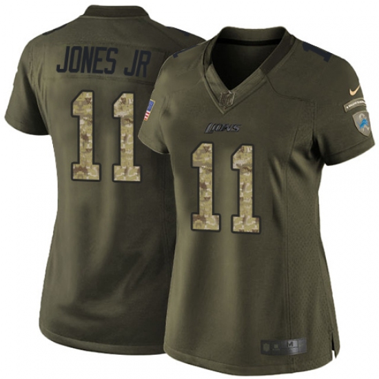 Women's Nike Detroit Lions 11 Marvin Jones Jr Elite Green Salute to Service NFL Jersey
