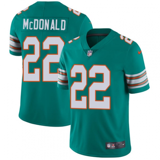 Men's Nike Miami Dolphins 22 T.J. McDonald Aqua Green Alternate Vapor Untouchable Limited Player NFL Jersey