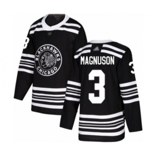 Men's Chicago Blackhawks 3 Keith Magnuson Authentic Black Alternate Hockey Jersey