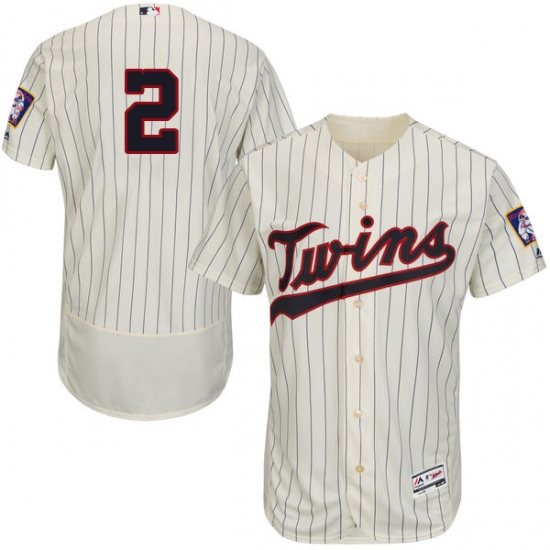 Men's Majestic Minnesota Twins 2 Brian Dozier Authentic Cream Alternate Flex Base Authentic Collection MLB Jersey