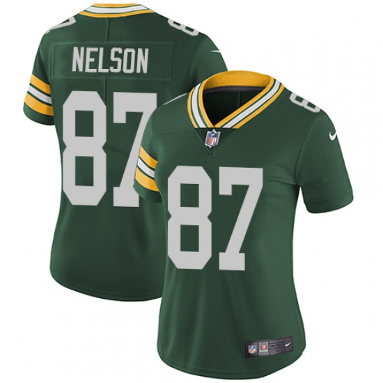Women's Nike Green Bay Packers 87 Jordy Nelson Green Team Color Vapor Untouchable Limited Player NFL Jersey