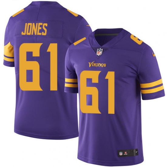 Men's Nike Minnesota Vikings 61 Brett Jones Limited Purple Rush Vapor Untouchable NFL Jersey