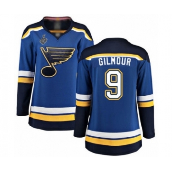 Women's St. Louis Blues 9 Doug Gilmour Fanatics Branded Royal Blue Home Breakaway 2019 Stanley Cup Final Bound Hockey Jersey