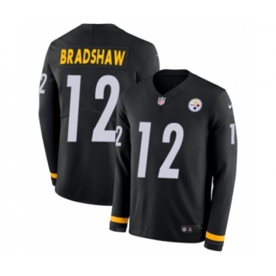 Men's Nike Pittsburgh Steelers 12 Terry Bradshaw Limited Black Therma Long Sleeve NFL Jersey