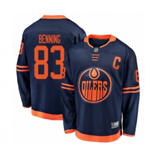 Youth Edmonton Oilers 83 Matt Benning Authentic Navy Blue Alternate Fanatics Branded Breakaway Hockey Jersey