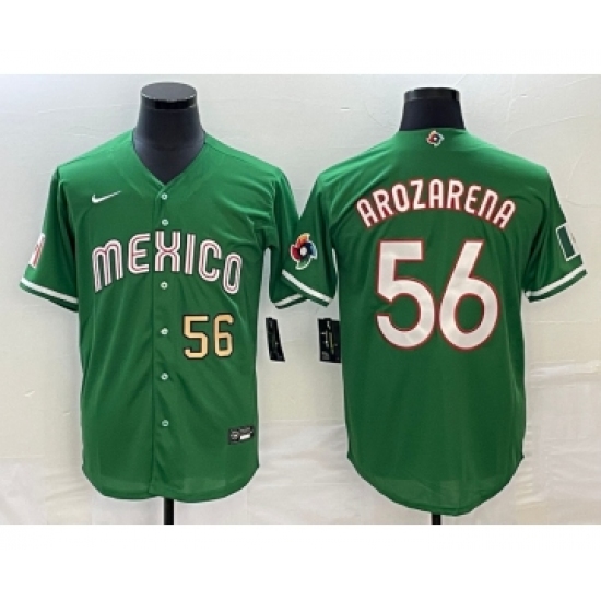 Men's Mexico Baseball 56 Randy Arozarena Number 2023 Green World Classic Stitched Jersey4