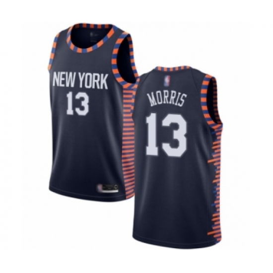 Men's New York Knicks 13 Marcus Morris Authentic Navy Blue Basketball Jersey - 2018-19 City Edition