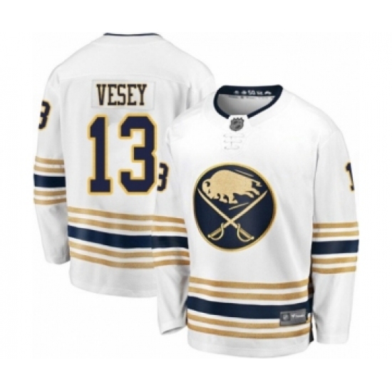 Men's Buffalo Sabres 13 Jimmy Vesey Fanatics Branded White 50th Season Breakaway Hockey Jersey