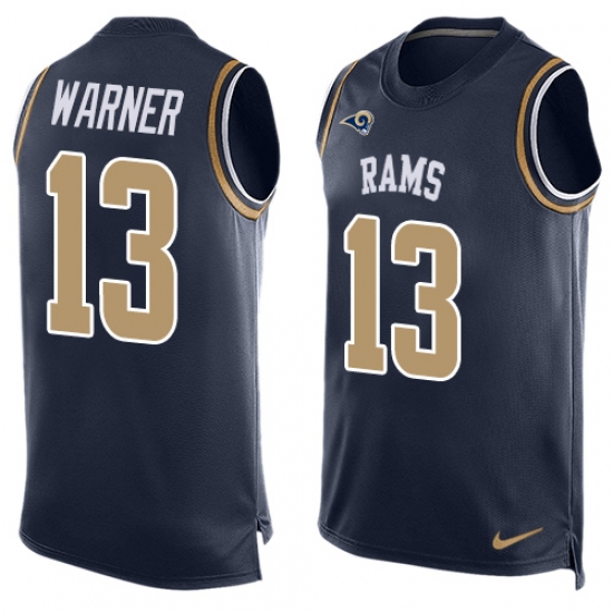 Men's Nike Los Angeles Rams 13 Kurt Warner Limited Navy Blue Player Name & Number Tank Top NFL Jersey
