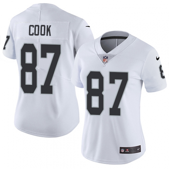 Women's Nike Oakland Raiders 87 Jared Cook White Vapor Untouchable Limited Player NFL Jersey