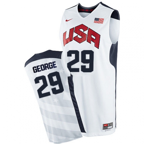 Men's Nike Team USA 29 Paul George Authentic White 2012 Olympics Basketball Jersey