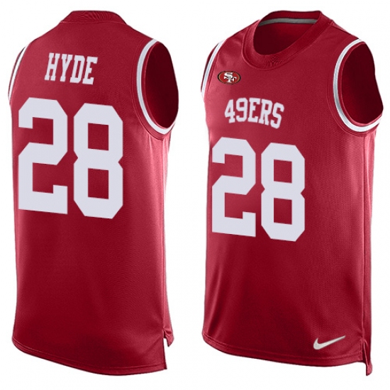 Men's Nike San Francisco 49ers 28 Carlos Hyde Limited Red Player Name & Number Tank Top NFL Jersey