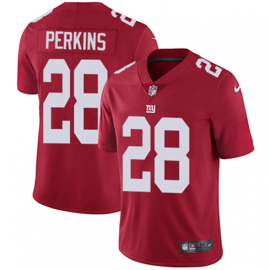 Men's Nike New York Giants 28 Paul Perkins Red Alternate Vapor Untouchable Limited Player NFL Jersey
