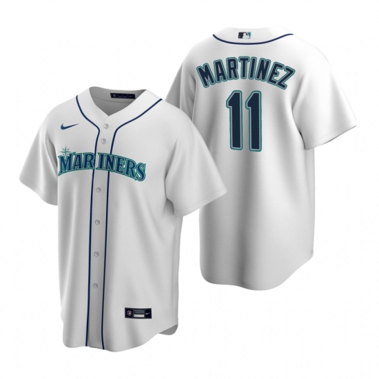 Men's Nike Seattle Mariners 11 Edgar Martinez White Home Stitched Baseball Jersey