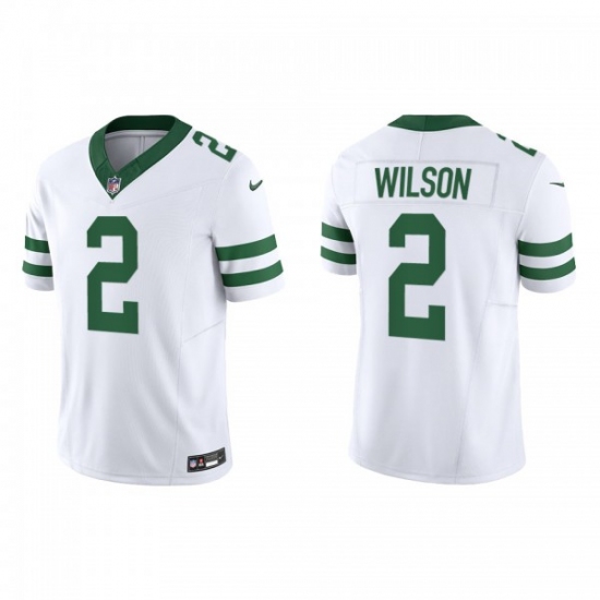 Men's Nike New York Jets 2 Zach Wilson White 2023 F.U.S.E. Vapor Limited Throwback Stitched Football Jersey
