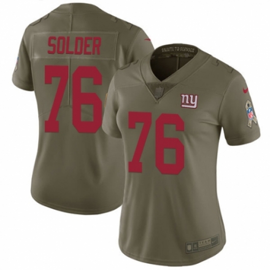 Women's Nike New York Giants 76 Nate Solder Limited Olive 2017 Salute to Service NFL Jersey