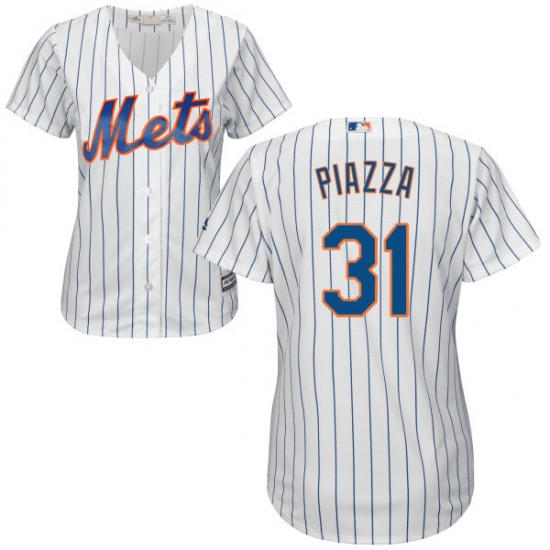 Women's Majestic New York Mets 31 Mike Piazza Authentic White Home Cool Base MLB Jersey