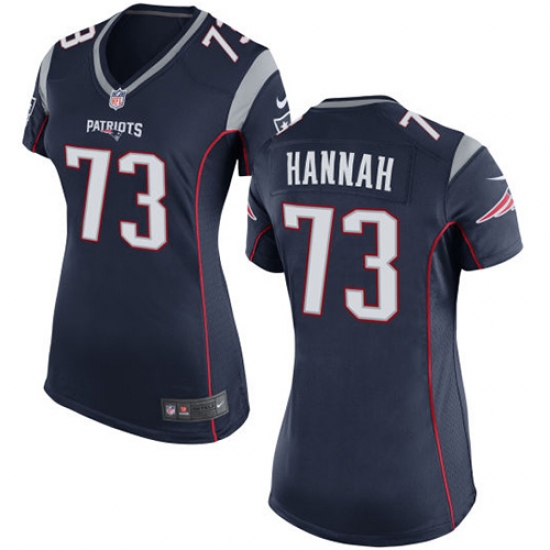Women's Nike New England Patriots 73 John Hannah Game Navy Blue Team Color NFL Jersey