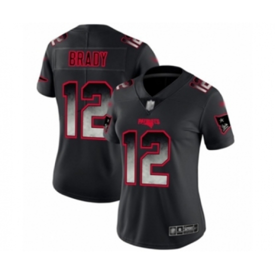 Women's New England Patriots 12 Tom Brady Limited Black Smoke Fashion Football Jersey