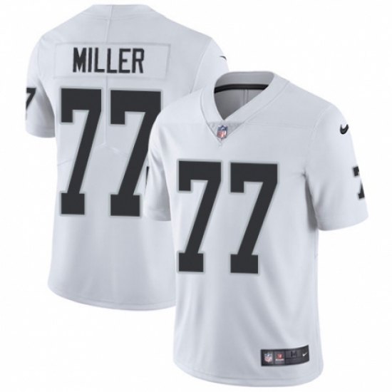 Youth Nike Oakland Raiders 77 Kolton Miller White Vapor Untouchable Elite Player NFL Jersey