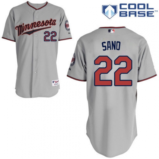 Men's Majestic Minnesota Twins 22 Miguel Sano Authentic Grey Road Cool Base MLB Jersey