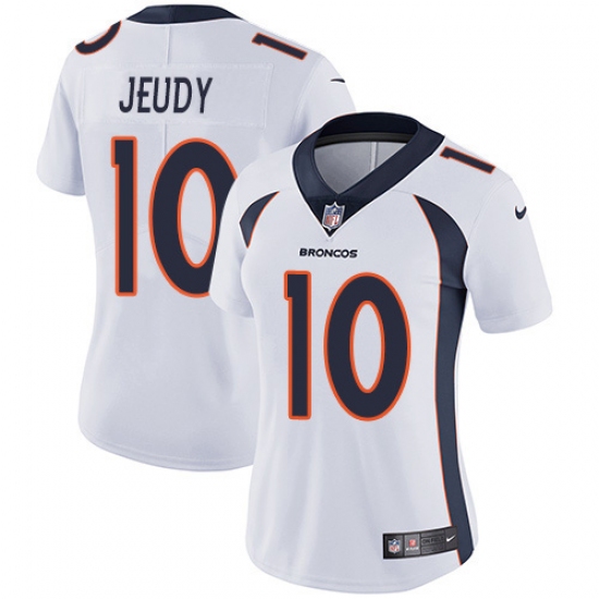 Women's Denver Broncos 10 Jerry Jeudy White Stitched Vapor Untouchable Limited Jersey