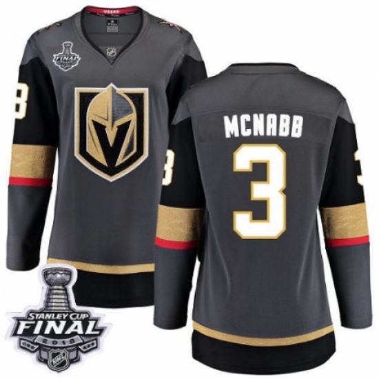 Women's Vegas Golden Knights 3 Brayden McNabb Authentic Black Home Fanatics Branded Breakaway 2018 Stanley Cup Final NHL Jersey