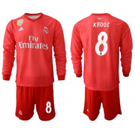 Real Madrid 8 Kroos Third Long Sleeves Soccer Club Jersey