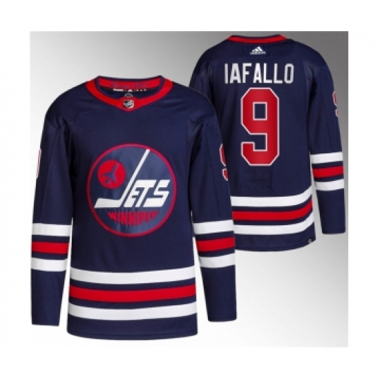 Men's Winnipeg Jets 9 Alex Iafallo 2021-22 Navy Stitched Jersey