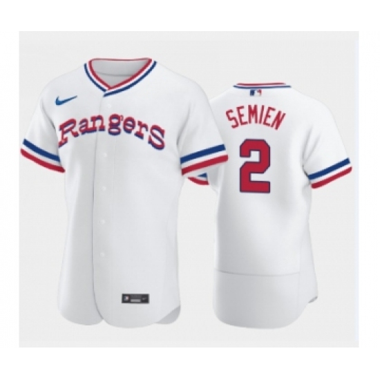 Men's Texas Rangers 2 Marcus Semien White Throwback Stitched Flex Base Nike Jersey