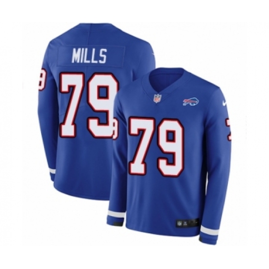 Men's Nike Buffalo Bills 79 Jordan Mills Limited Royal Blue Therma Long Sleeve NFL Jersey