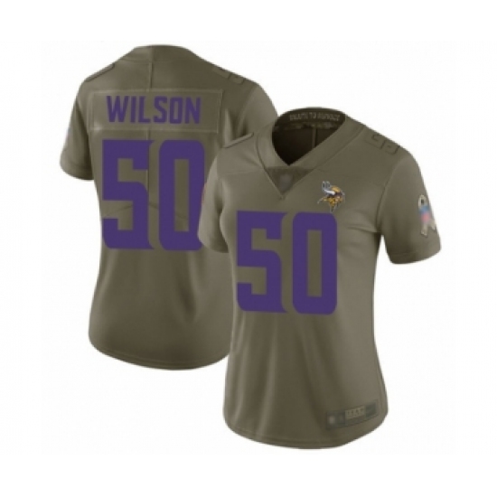 Women's Minnesota Vikings 50 Eric Wilson Limited Olive 2017 Salute to Service Football Jersey