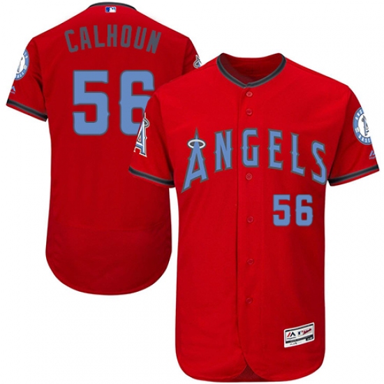 Men's Majestic Los Angeles Angels of Anaheim 56 Kole Calhoun Authentic Red 2016 Father's Day Fashion Flex Base MLB Jersey
