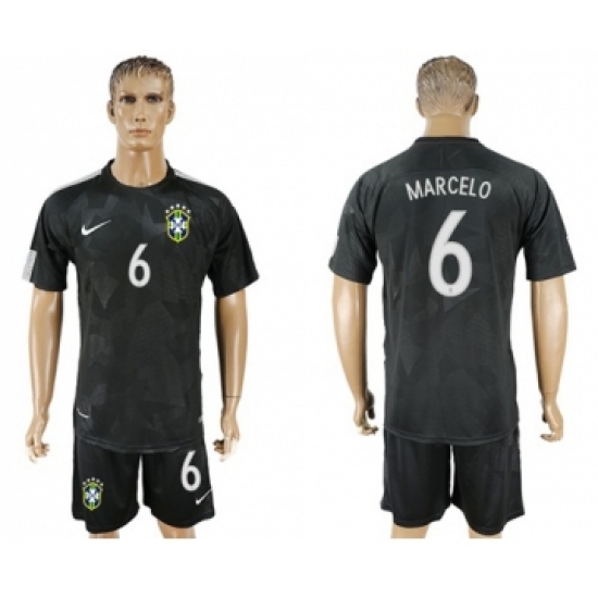 Brazil 6 Marcelo Black Soccer Country Jersey