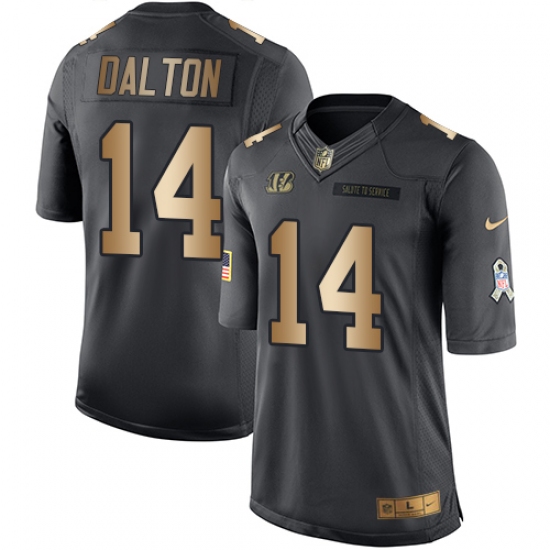 Youth Nike Cincinnati Bengals 14 Andy Dalton Limited Black/Gold Salute to Service NFL Jersey