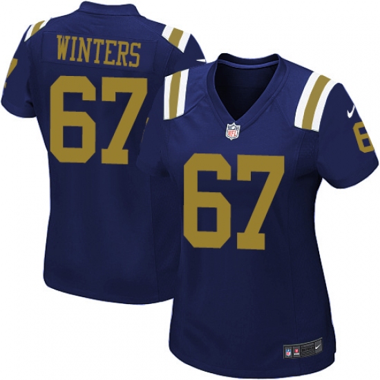 Women's Nike New York Jets 67 Brian Winters Elite Navy Blue Alternate NFL Jersey